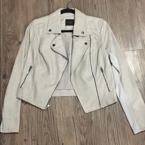 Guess taupe faux leather moto jacket size s
